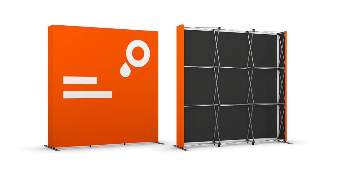 Immagine espositore pop up in tessuto