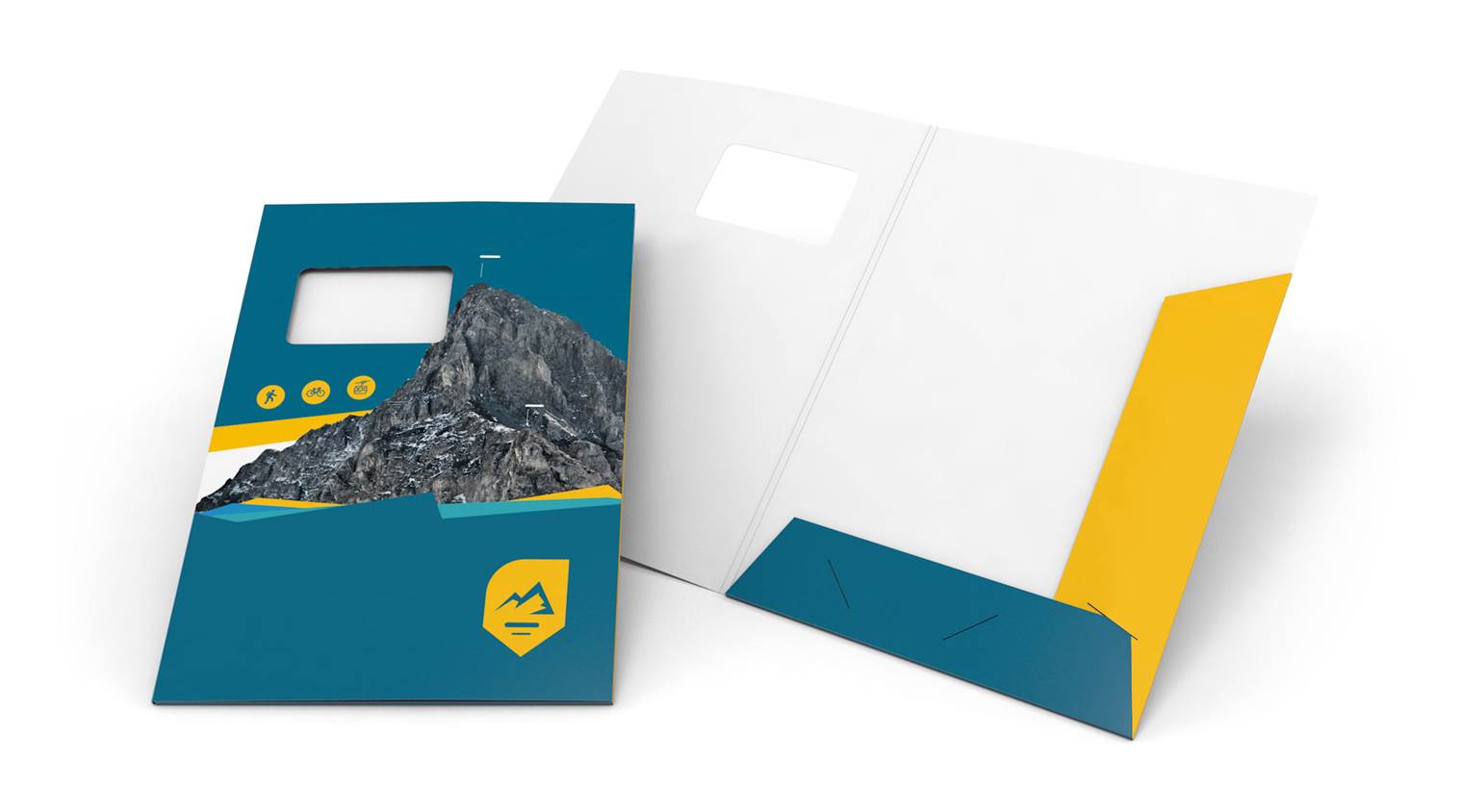 Cartella di presentazione con due bandelle e finestra